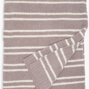 Barefoot dreams Striped Plush Blanket throw - beach rock nwt